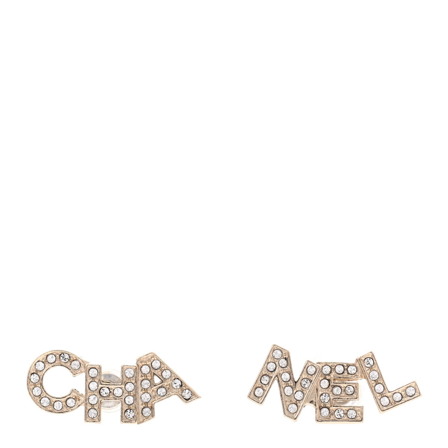 Chanel Crystal Pearl Signature Stud Earrings Gold 1 of 4