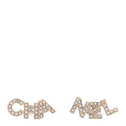 Chanel Crystal Pearl Signature Stud Earrings Gold 1 of 4