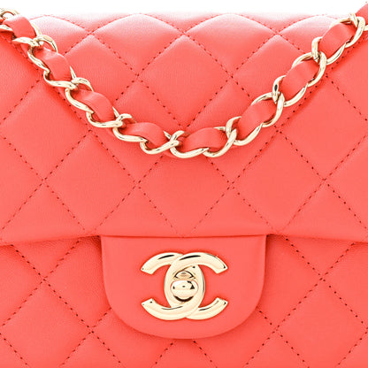 Chanel Lambskin Quilted Mini Rectangular Flap Coral 8 of 11