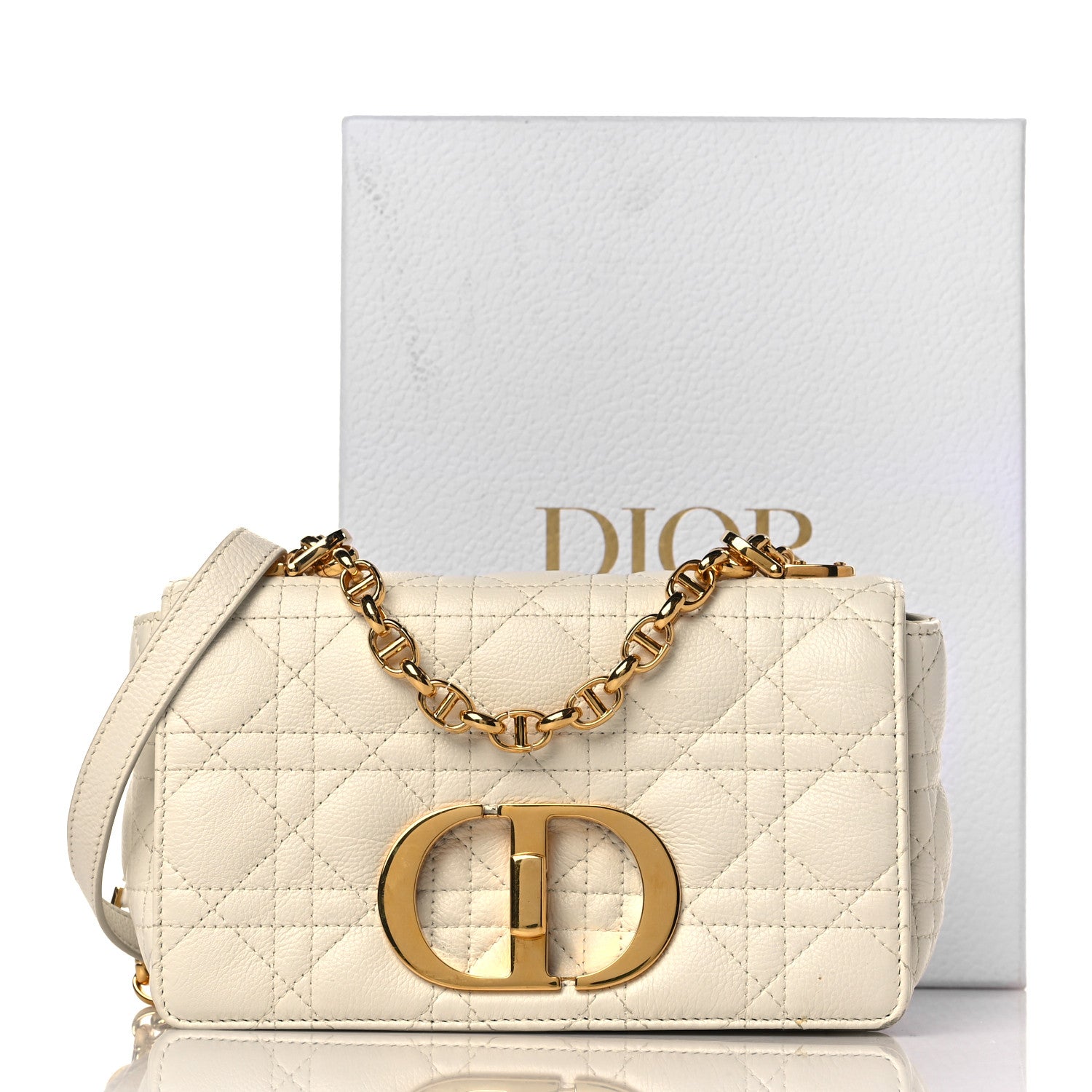 Christian Dior Calfskin Cannage Small Caro Bag Ivory 10 of 10