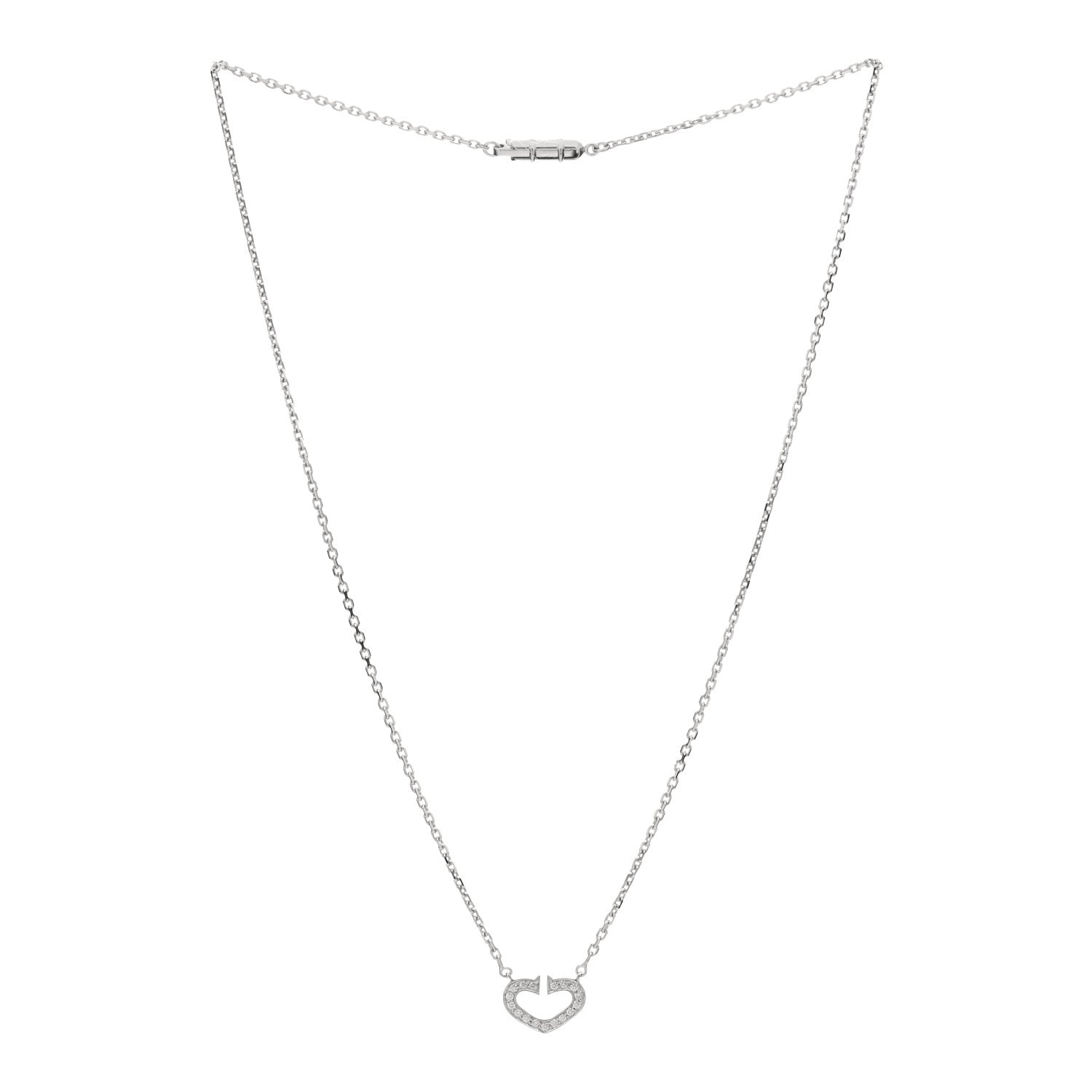 Cartier 18K White Gold Diamond Small Hearts and Symbols Pendant Necklace 2 of 3
