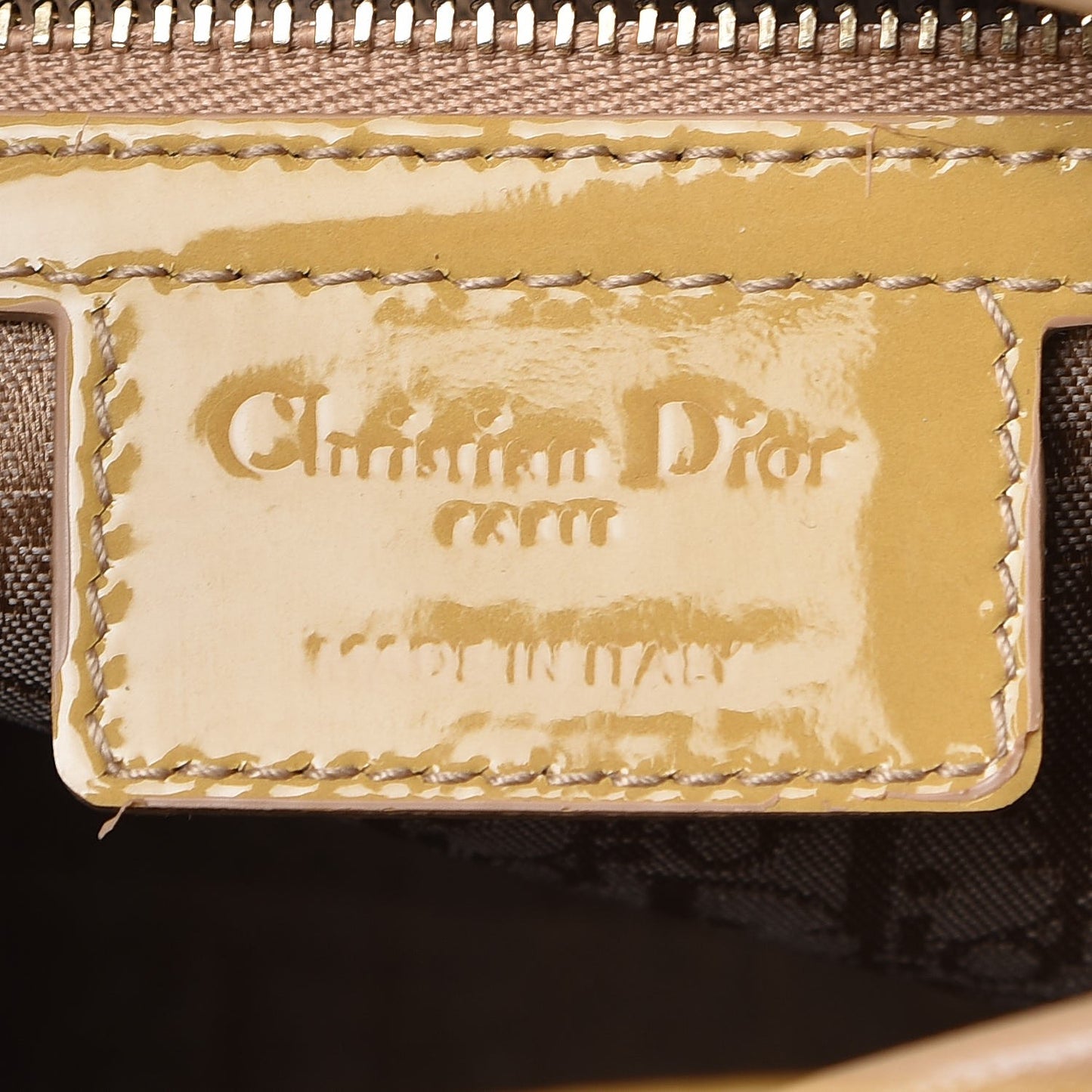 Patent Cannage Large Lady Dior Dark Beige