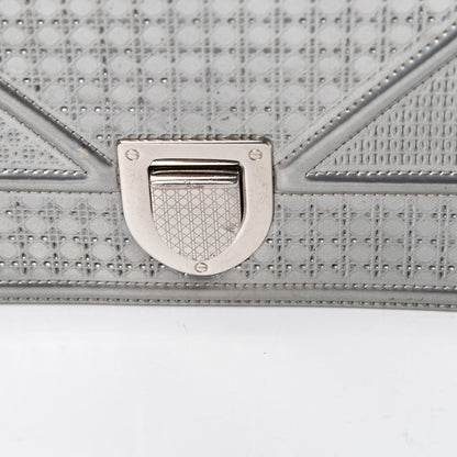 Christian Dior Metallic Patent Micro-Cannage Medium Diorama Flap Bag Silver 13 of 14