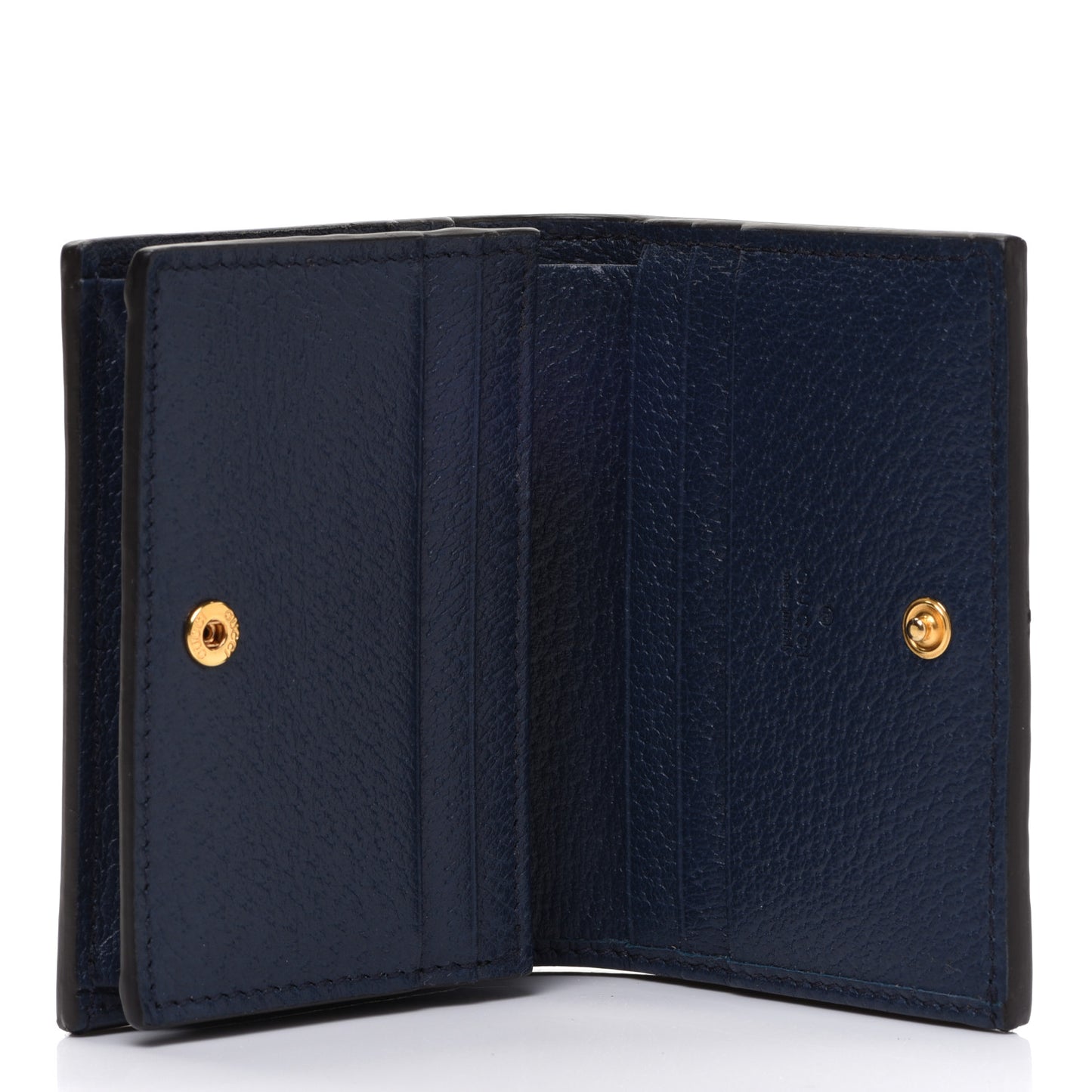 Textured Calfskin Web Ophidia Card Case Blue Agata
