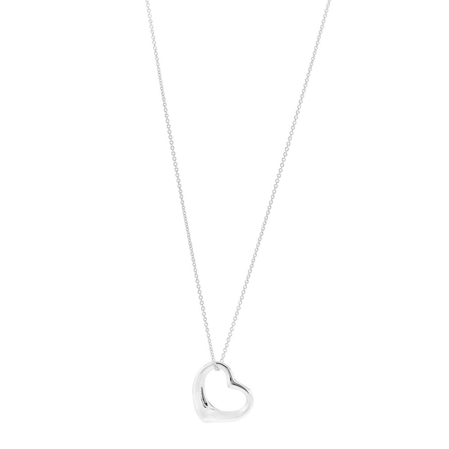 Sterling Silver 27mm Elsa Peretti Open Heart Pendant Necklace