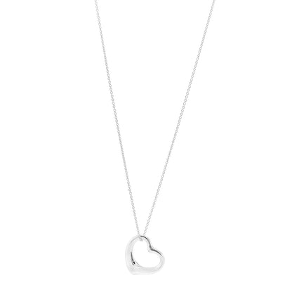 Tiffany Sterling Silver 27mm Elsa Peretti Open Heart Pendant Necklace 1 of 6