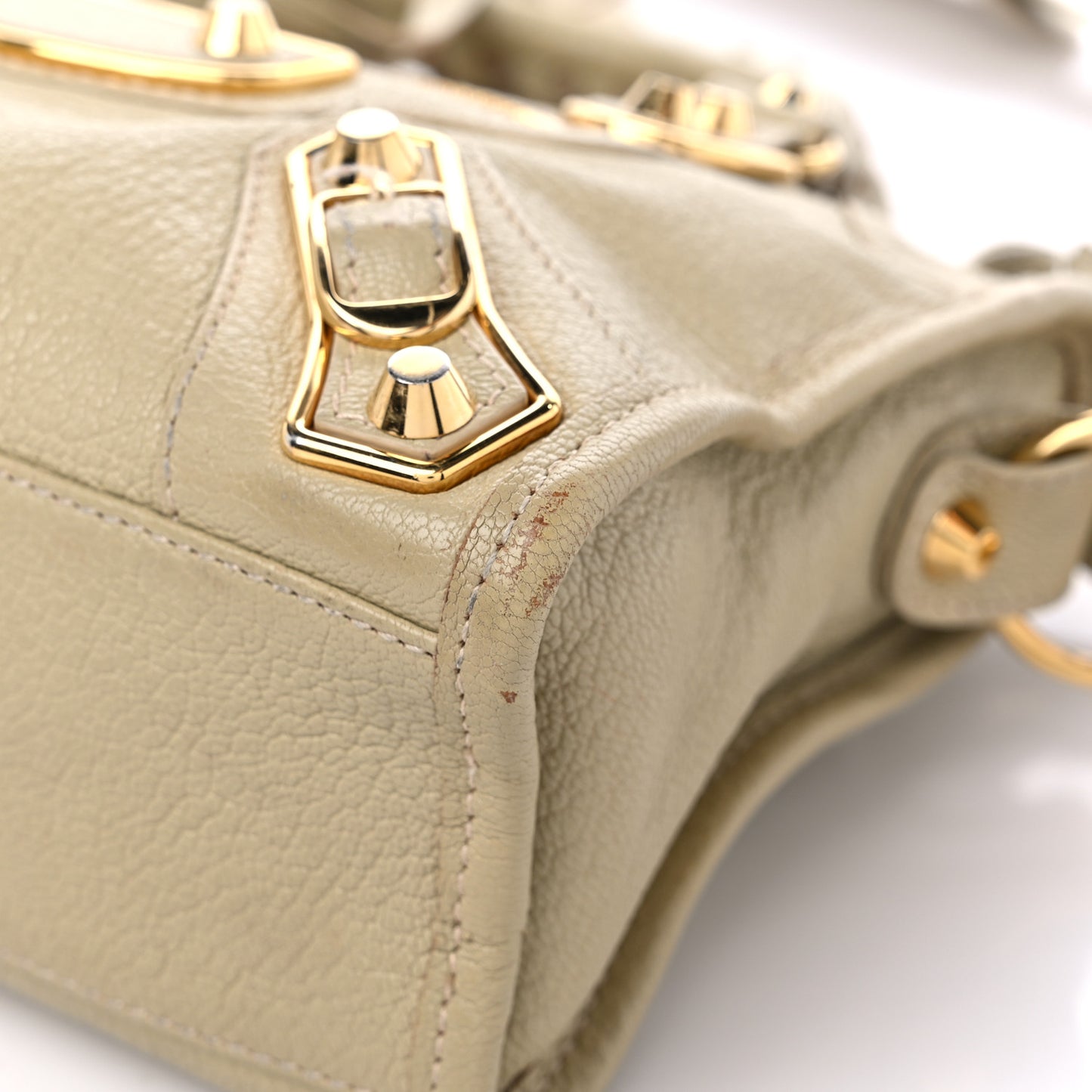 Chevre Gold Metallic Edge Hardware Mini City Beige Oryx