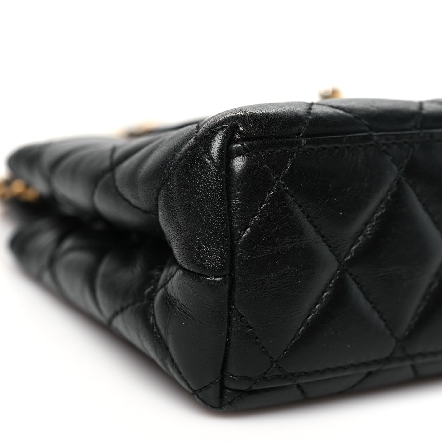 Chanel Shiny Aged Calfskin Quilted Nano Kelly Shopper Black 9 of 10