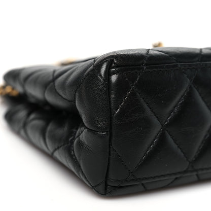 Chanel Shiny Aged Calfskin Quilted Nano Kelly Shopper Black 9 of 10