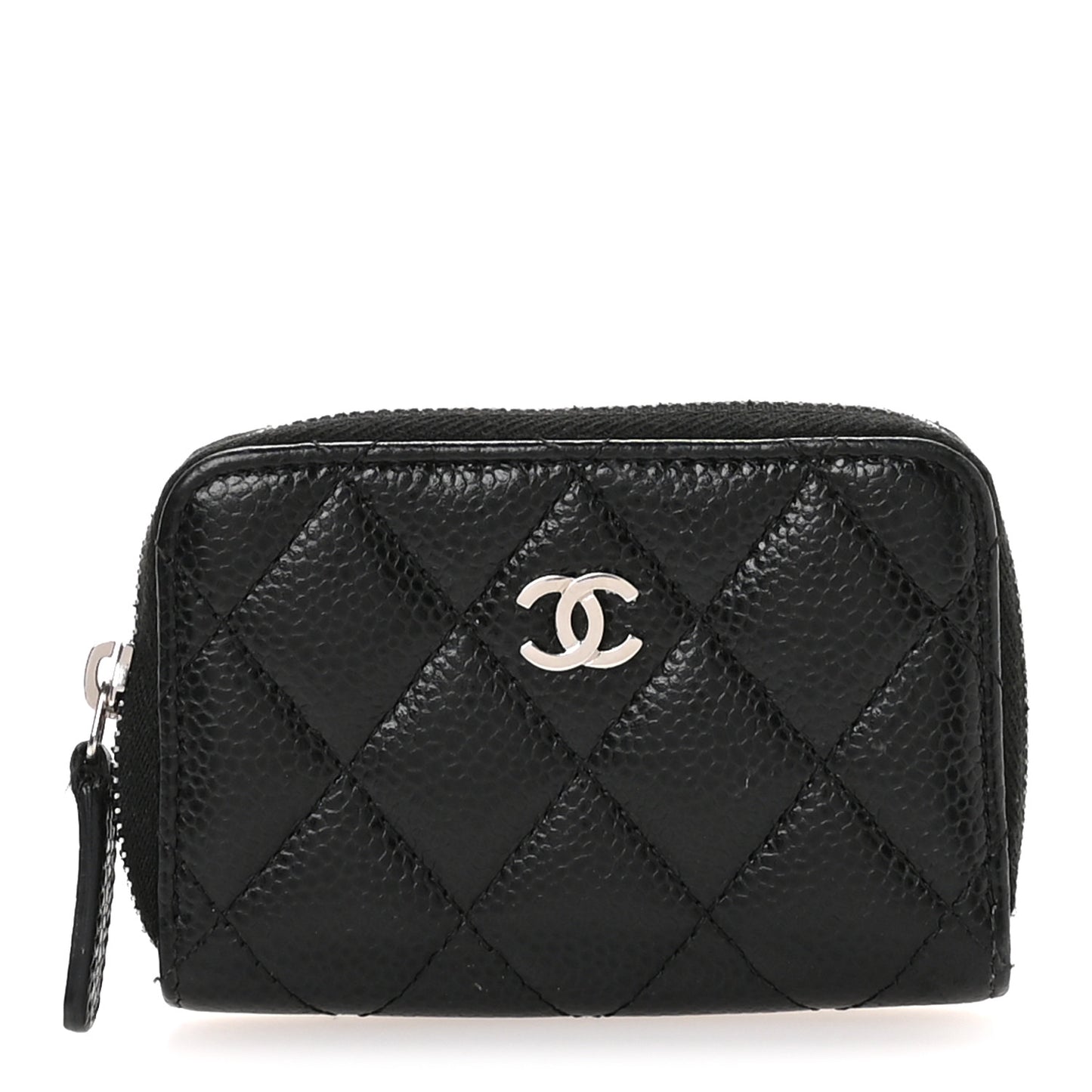 Caviar Quilted Zip Coin Purse Black