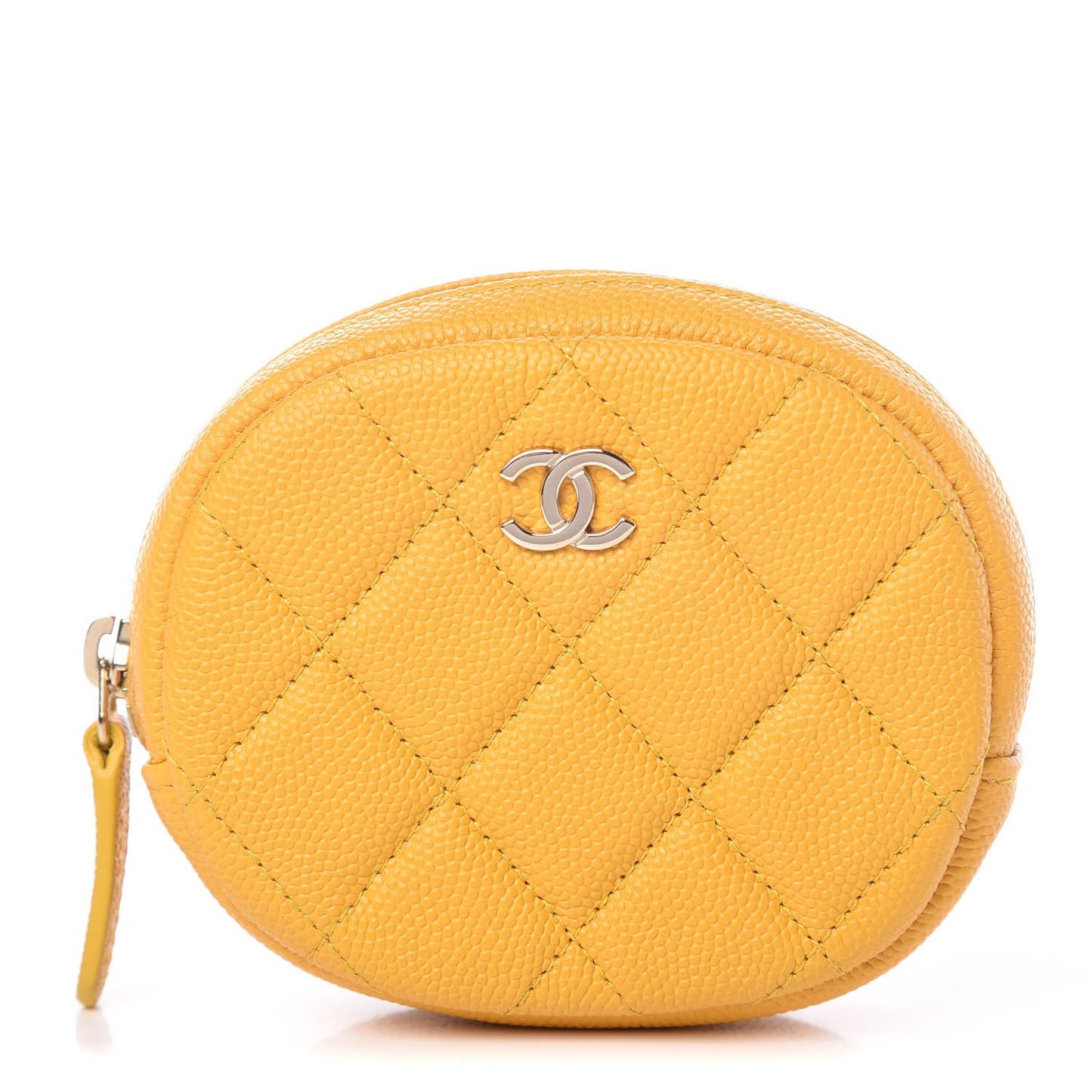 Caviar Quilted Zip Around Classic Coin Purse Yellow