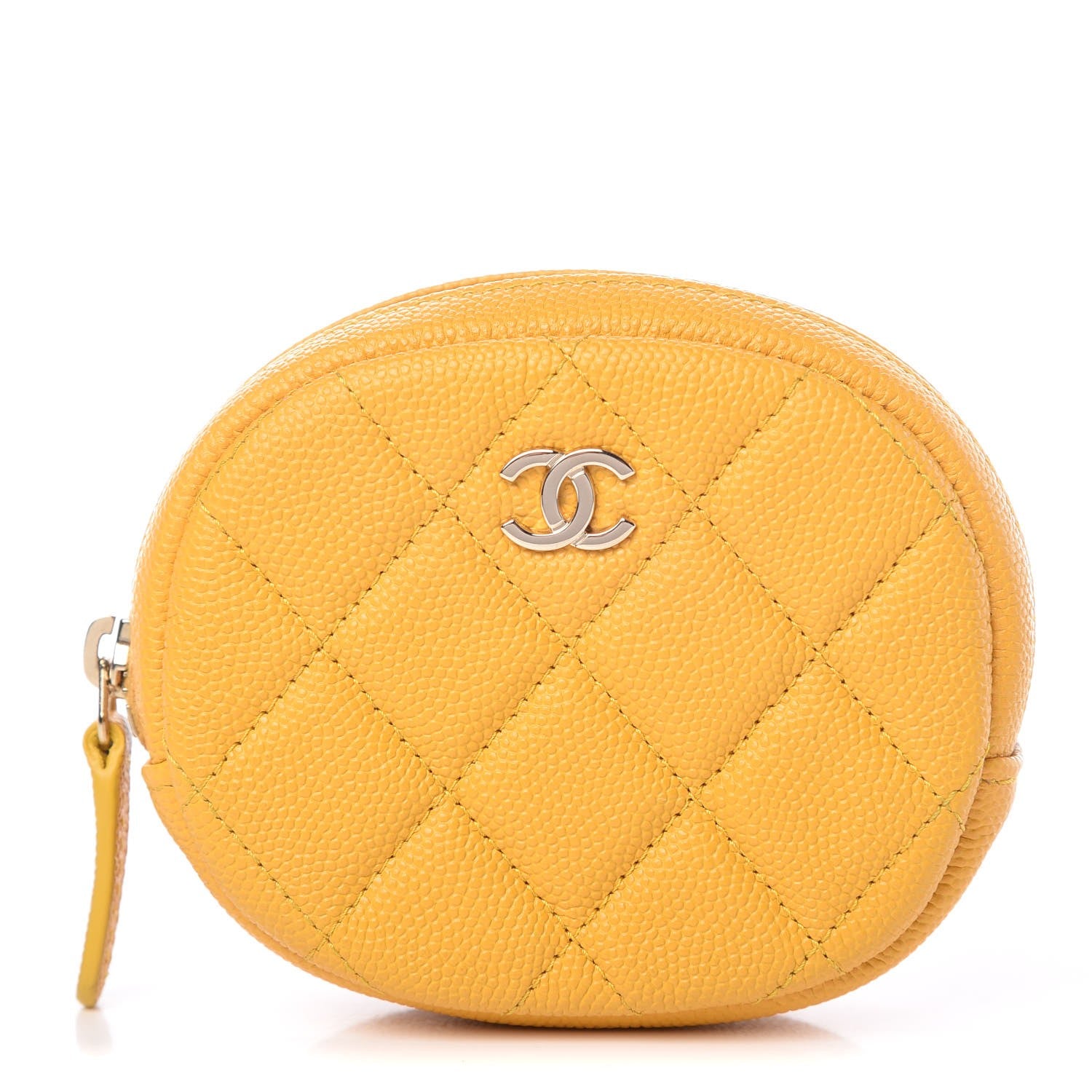Chanel Caviar Quilted Zip Around Classic Coin Purse Yellow 1 of 8