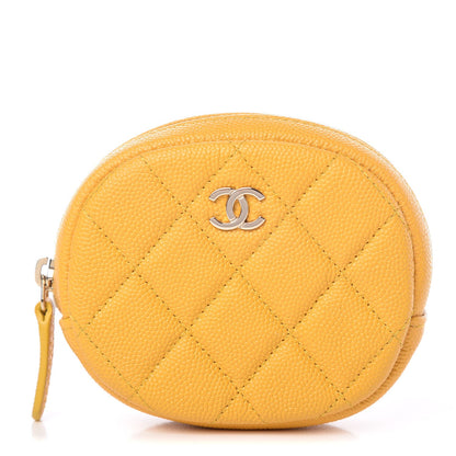 Chanel Caviar Quilted Zip Around Classic Coin Purse Yellow 1 of 8