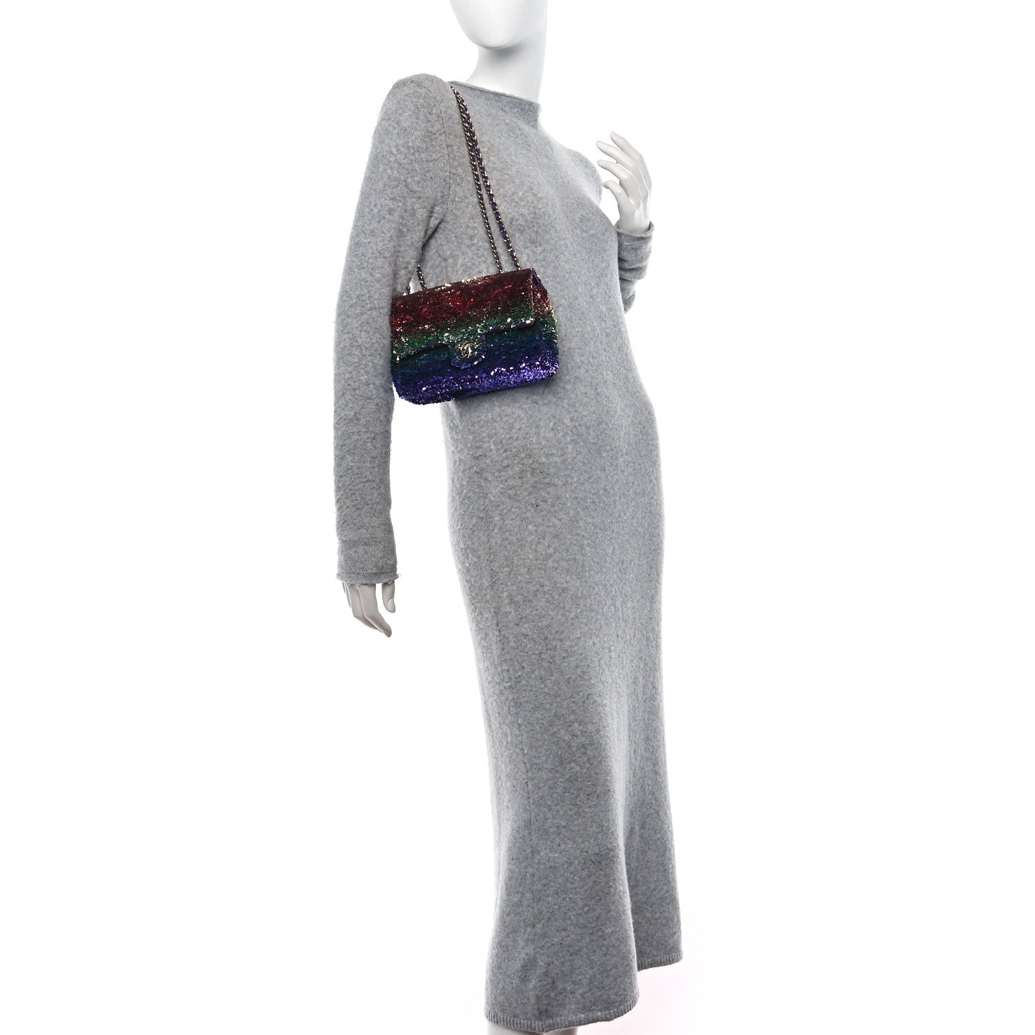 Chanel Gradient Sequin Mini Rectangular Flap Purple Multicolor 2 of 12