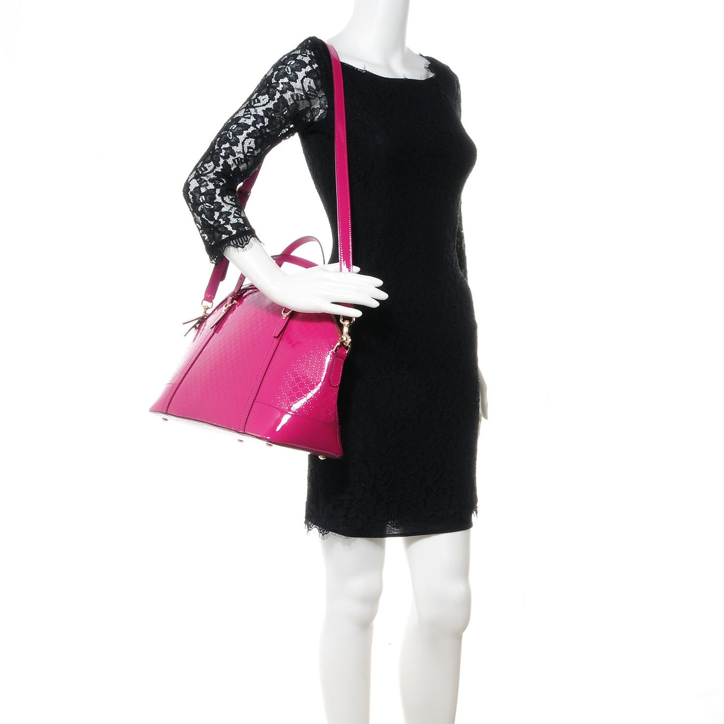 Patent Microguccissima Medium Nice Top Handle Dome Bag Bright Bouganville