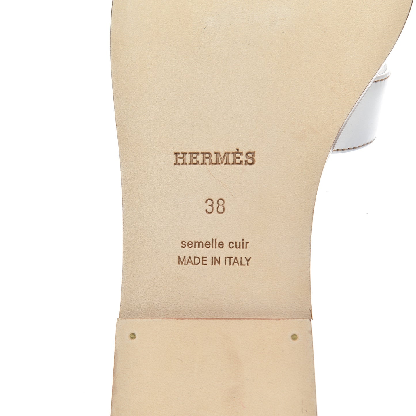 Box Calfskin Oran Sandals 38 White
