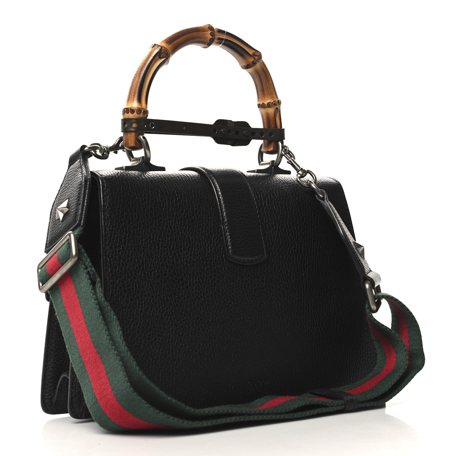 Gucci Dollar Calfskin Crystal Web Medium Dionysus Bamboo Top Handle Bag Black Black Diamond 3 of 10