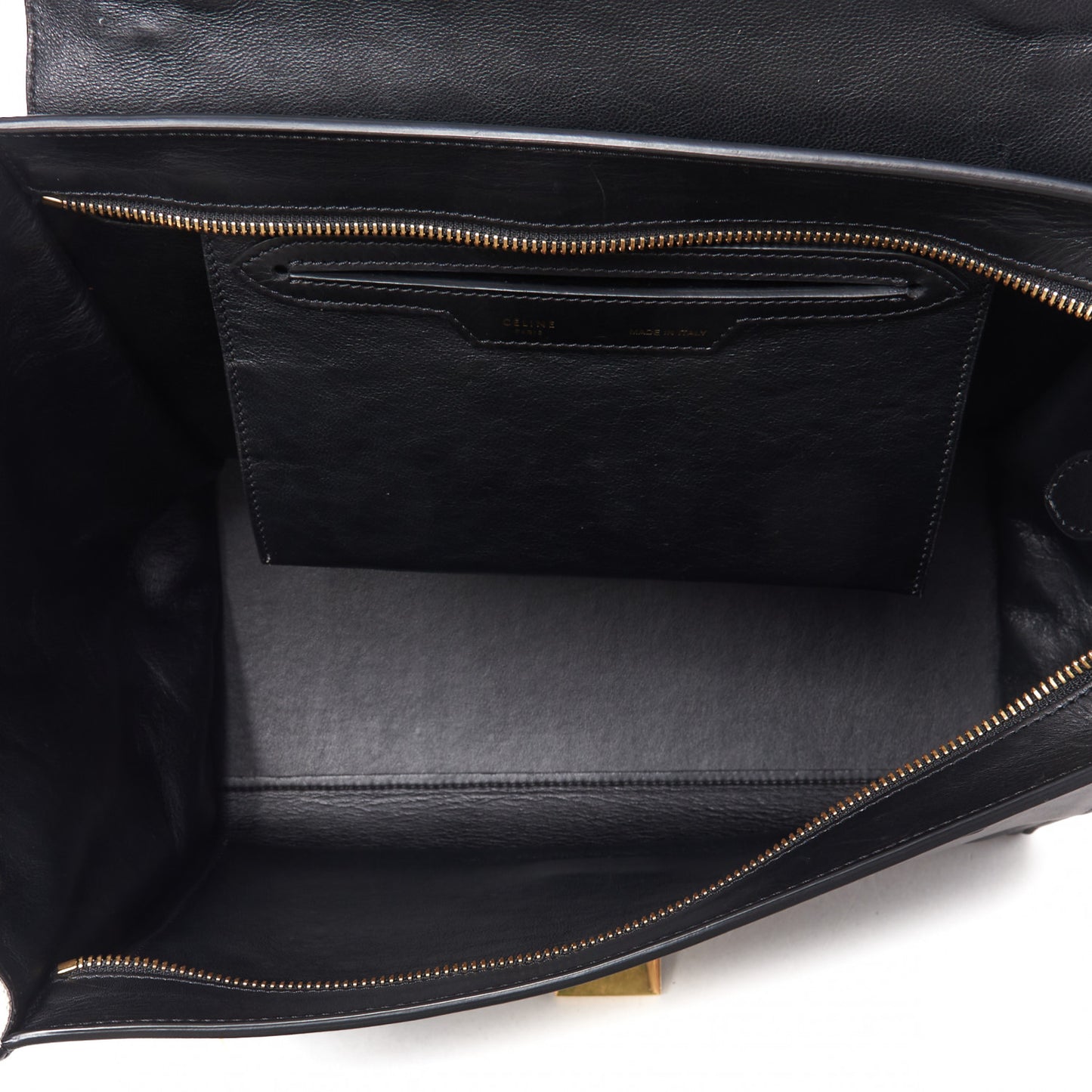 Smooth Calfskin Canvas Medium Trapeze Black