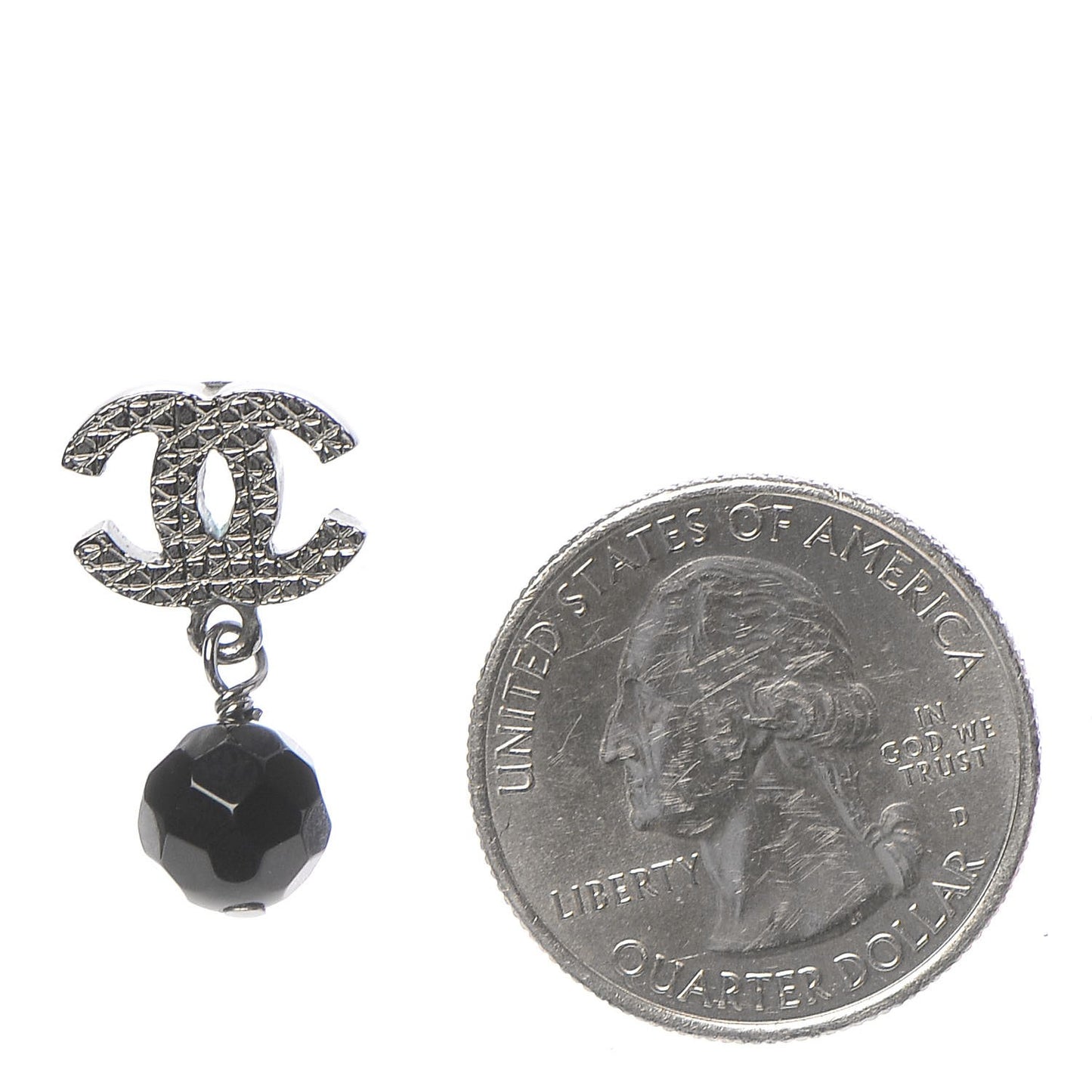 Ruthenium Bead CC Drop Earrings Black