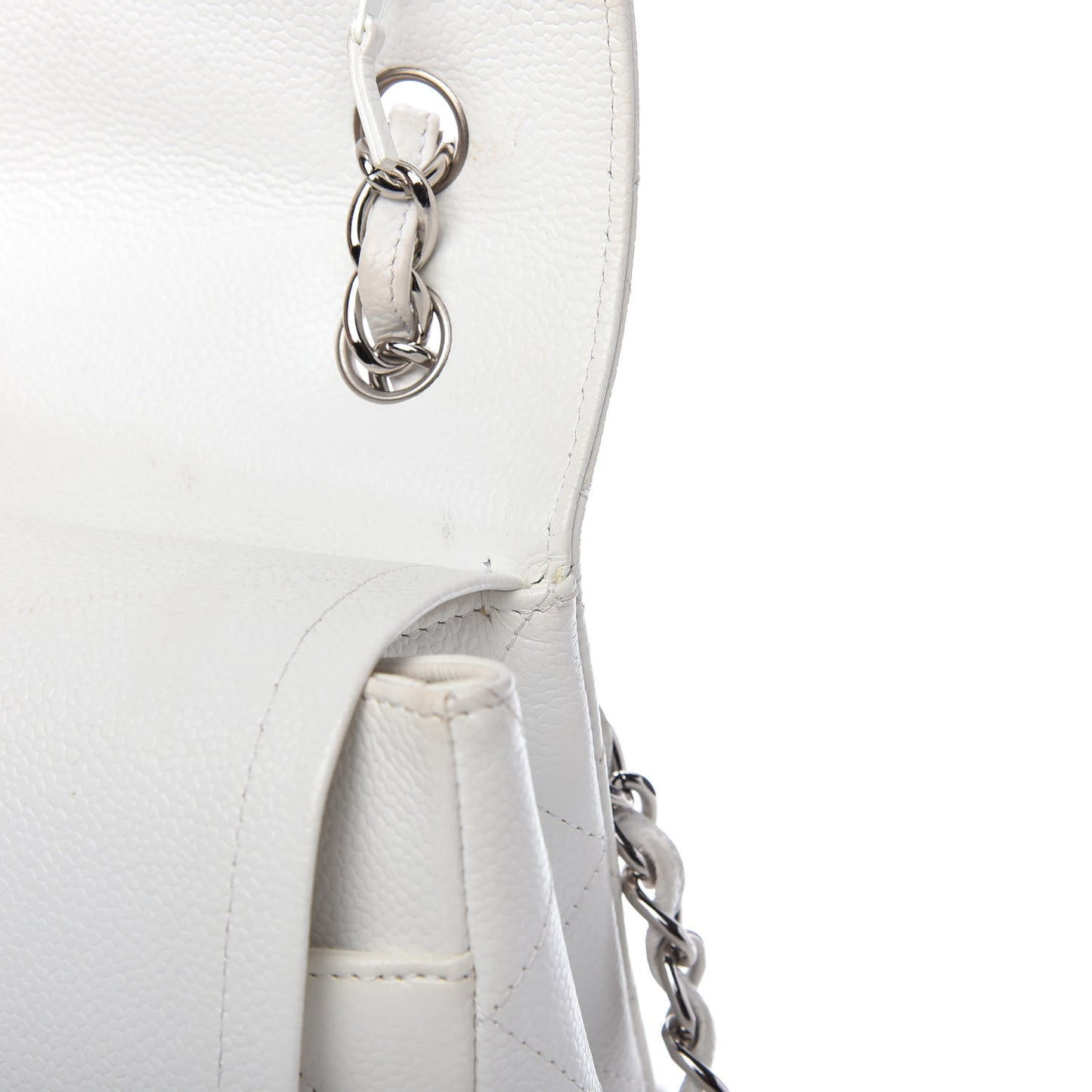 Caviar Quilted Jumbo Double Flap White