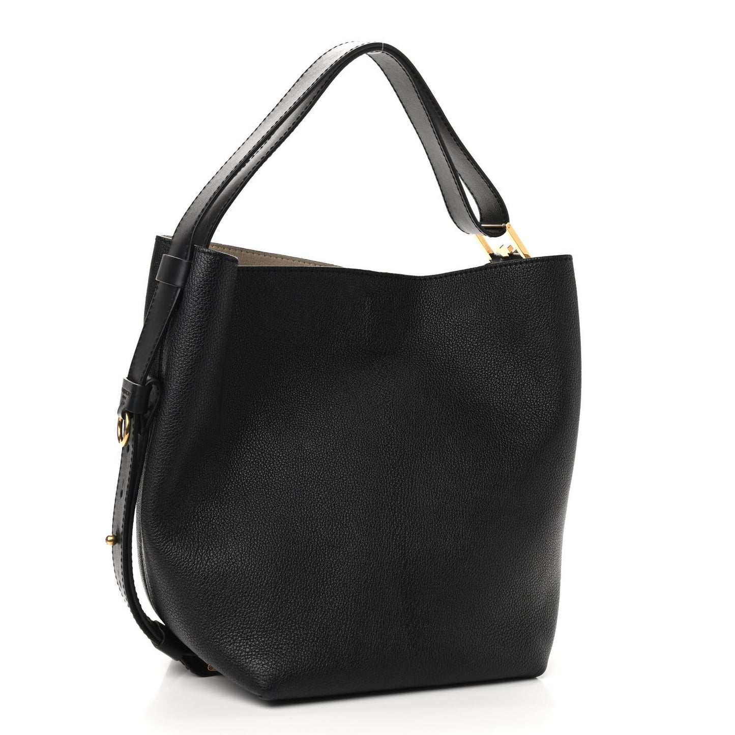 Grained Calfskin GV Bucket Bag Black