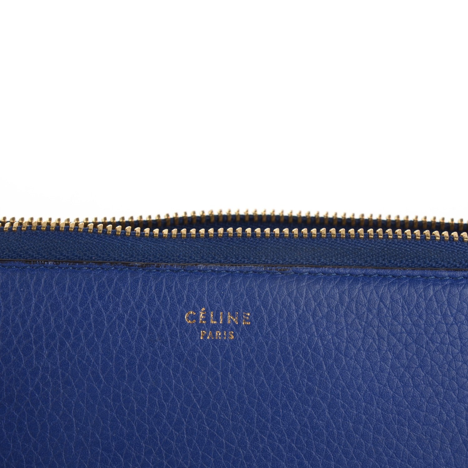 Celine Calfskin Large Zip Around Multifunction Wallet Indigo Beige 7 of 8
