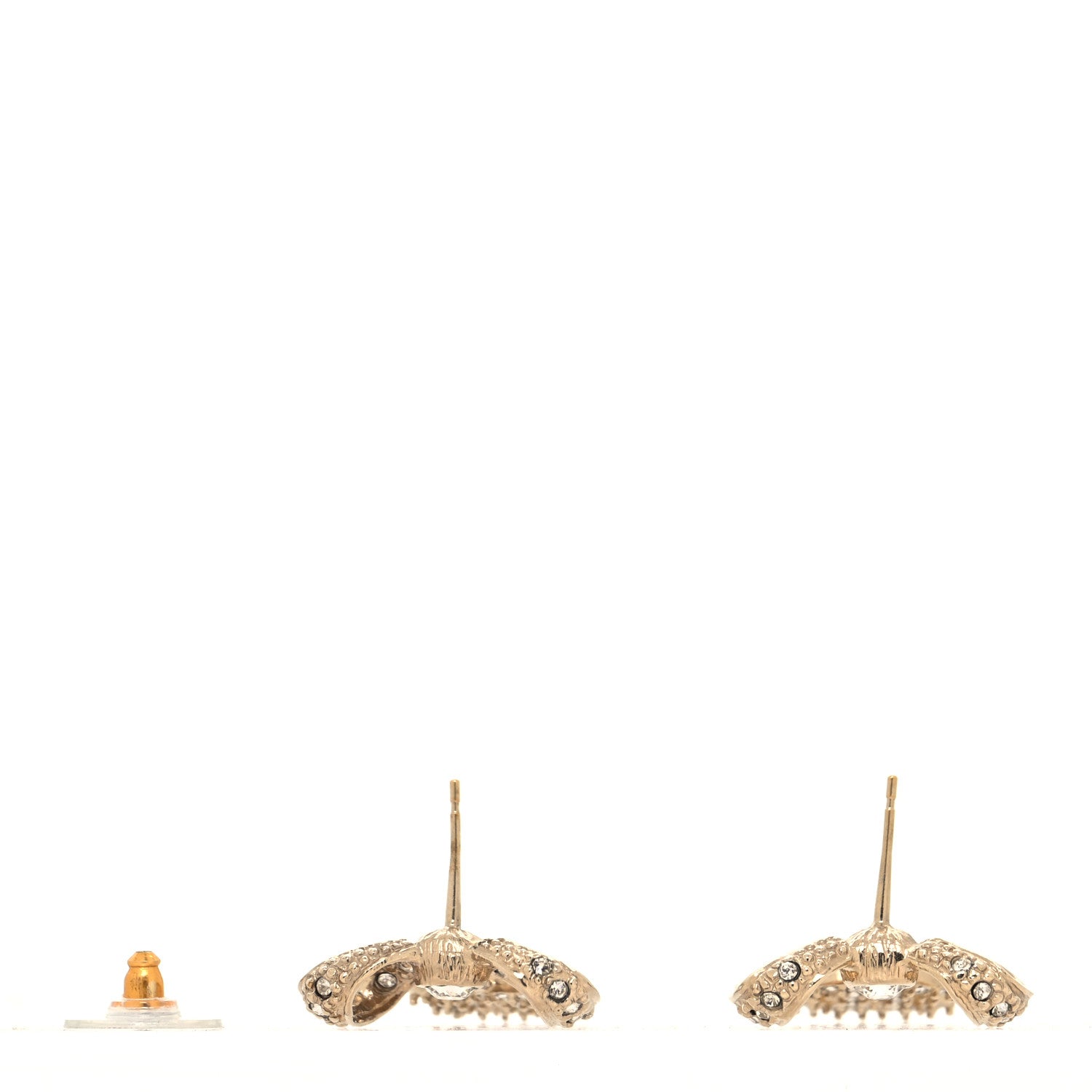 Chanel Crystal CC Bow Drop Earrings Gold 3 of 5