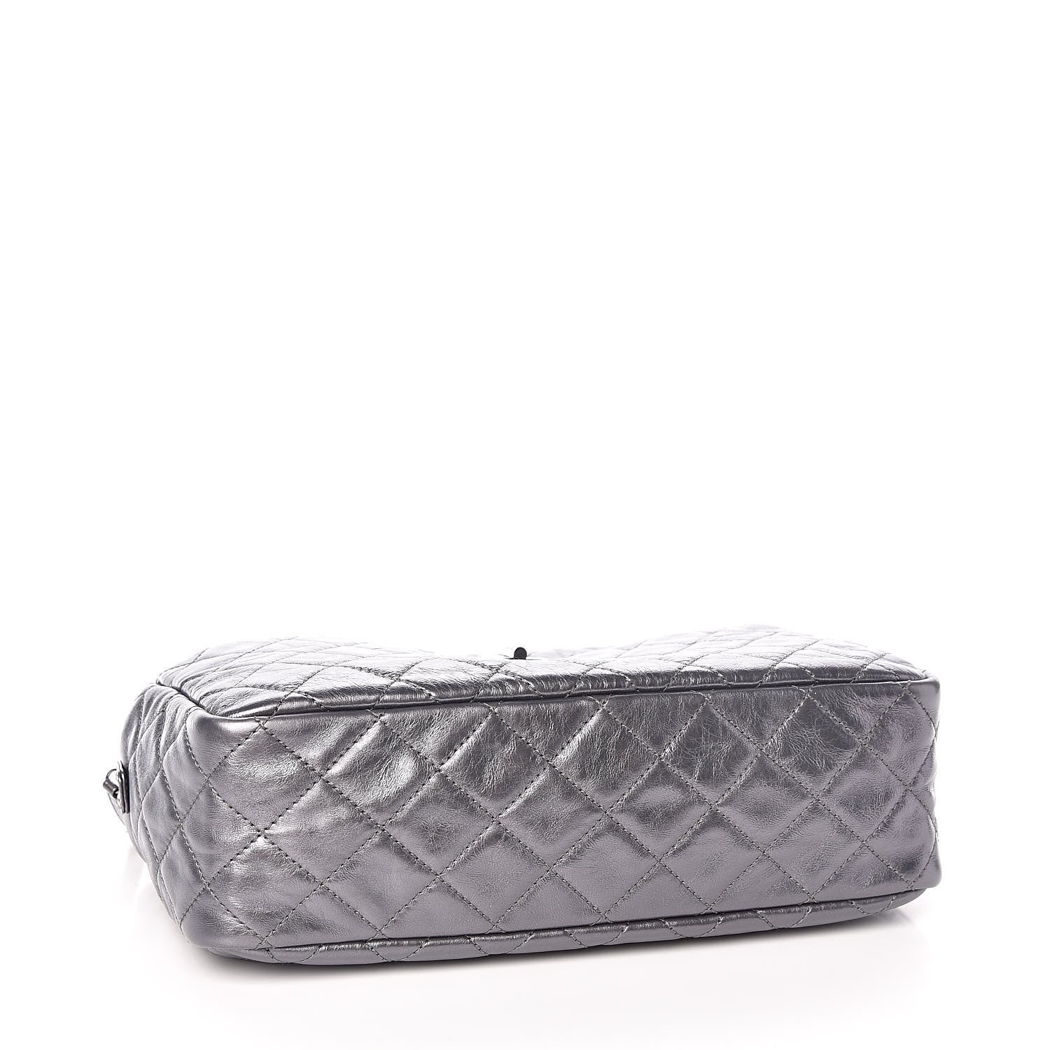 Chanel Metallic Aged Calfskin Quilted Medium Reissue Camera Case Dark Silver 4 of 11
