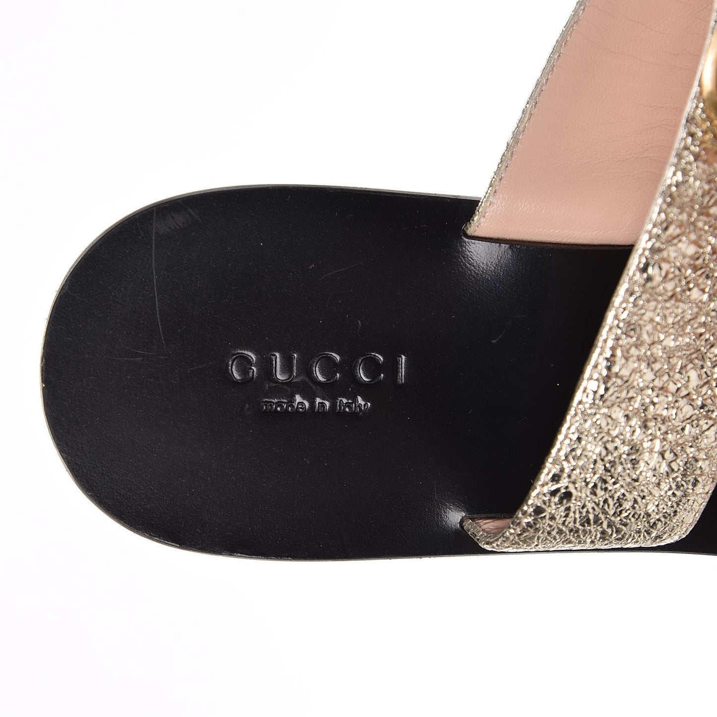 Nappa Silk Galassia GG Marmont Thong Flat Sandals 37 Platino