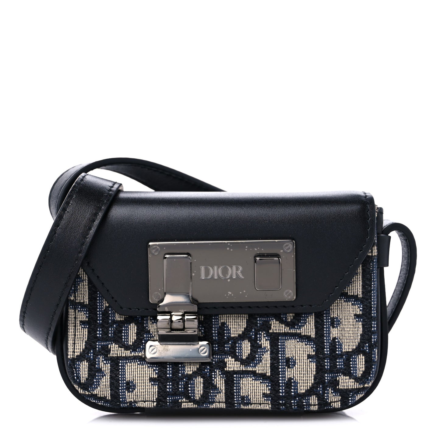 Oblique Smooth Calfskin Nano Pouch Beige Black