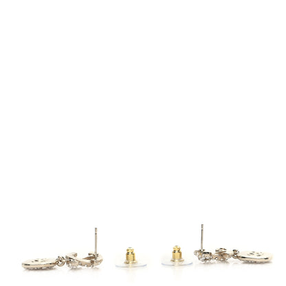 Chanel Pearl Baguette Crystal CC Drop Earrings Gold 3 of 5