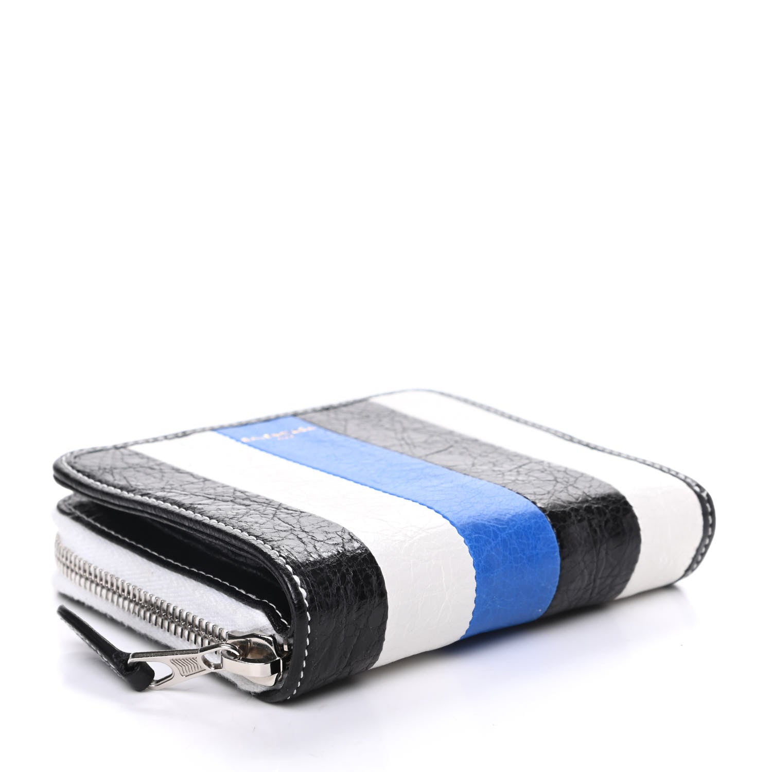 Balenciaga Veau Arena Multicolore Bazar Billfold Zip Around Wallet Bleu Gris White Black 4 of 7