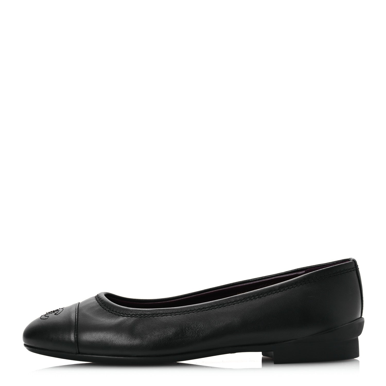 Chanel Lambskin Cap Toe CC Uniform Ballerina Flats 38 Black 1 of 12