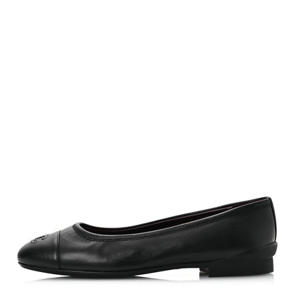 Chanel Lambskin Cap Toe CC Uniform Ballerina Flats 38 Black 1 of 12