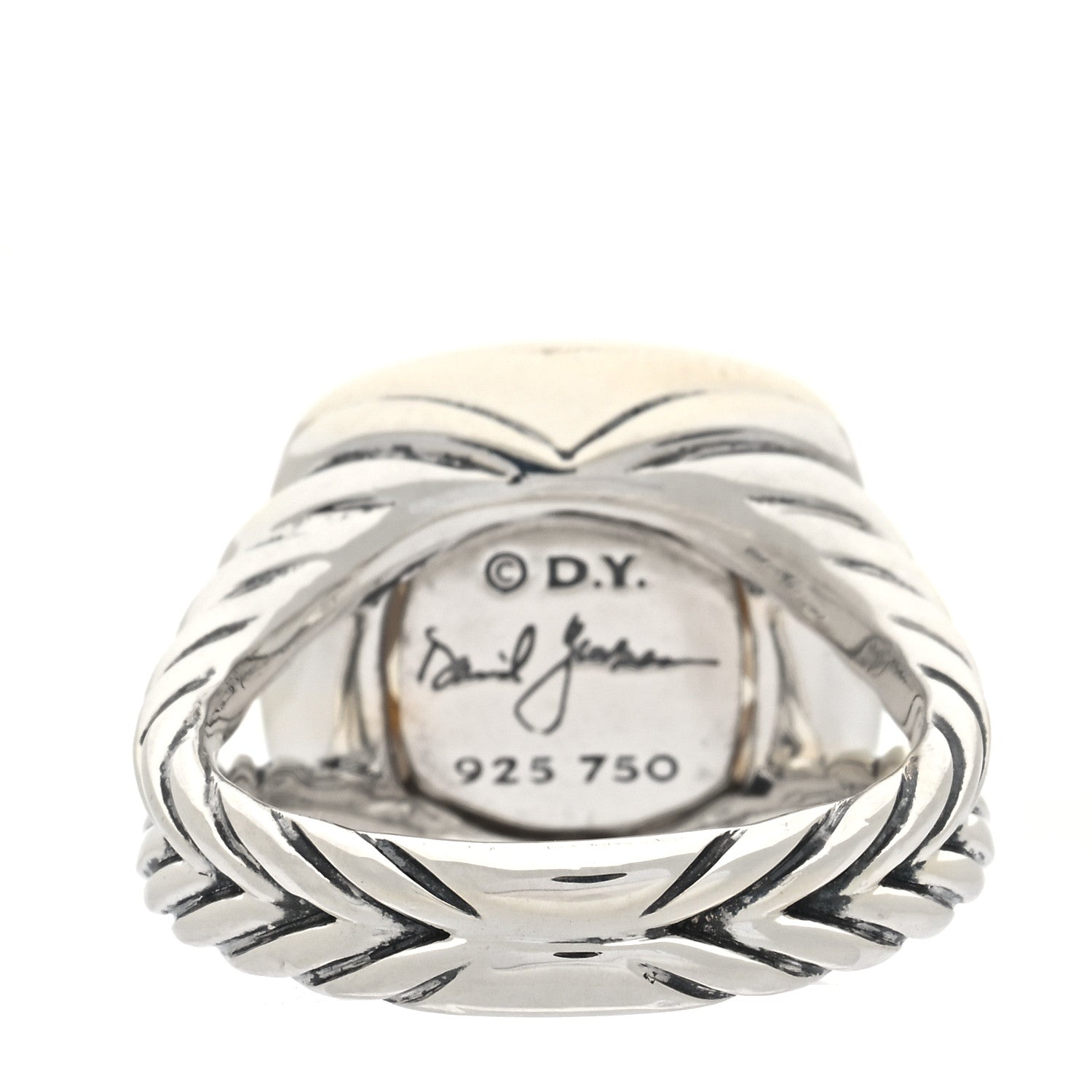 David Yurman Sterling Silver 18K Yellow Gold Diamond Champagne Citrine 11mm Albion Ring 51 5.75 3 of 5