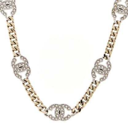 Chanel Crystal Chain CC Link Choker Gold Silver 4 of 7