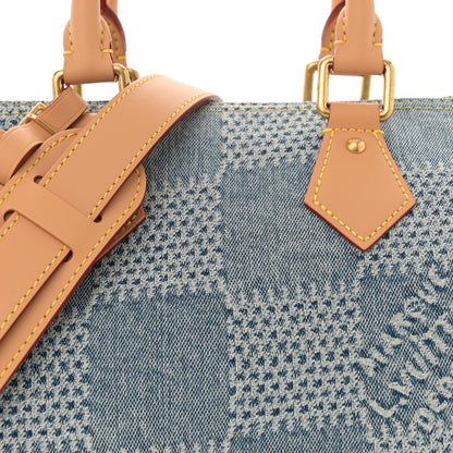 Louis Vuitton Damier Denim 3D Speedy Bandouliere 25 Bleu 7 of 9