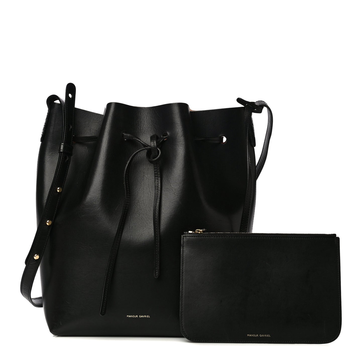 Vegetable Tanned Calfskin Bucket Bag Black Ballerina