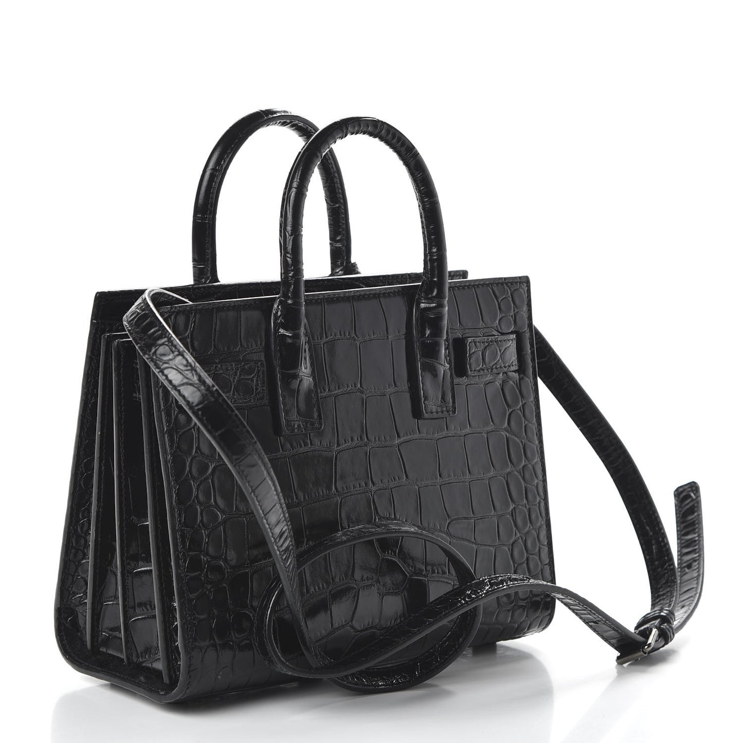 Calfskin Crocodile Embossed Nano Sac De Jour Black