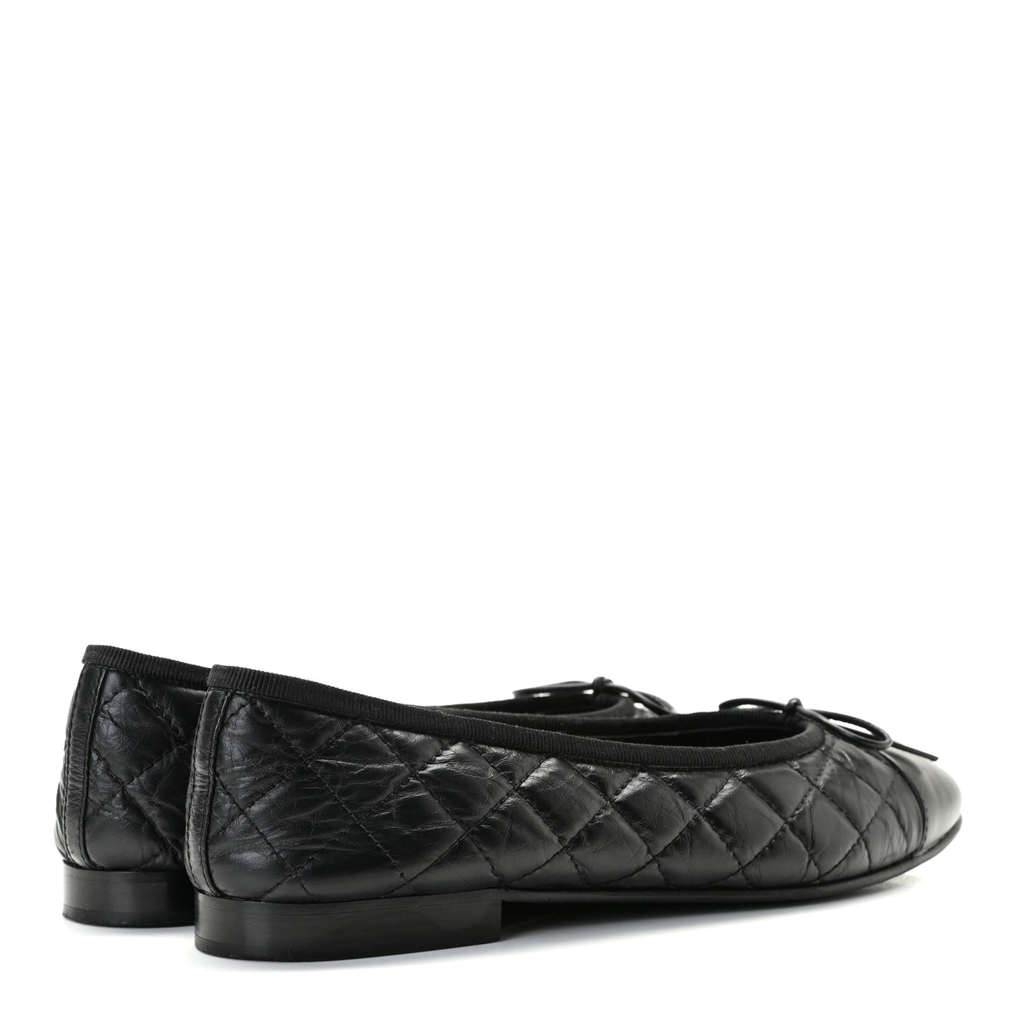 Aged Calfskin Quilted CC Cap Toe Ballerina Flats 39.5 Black