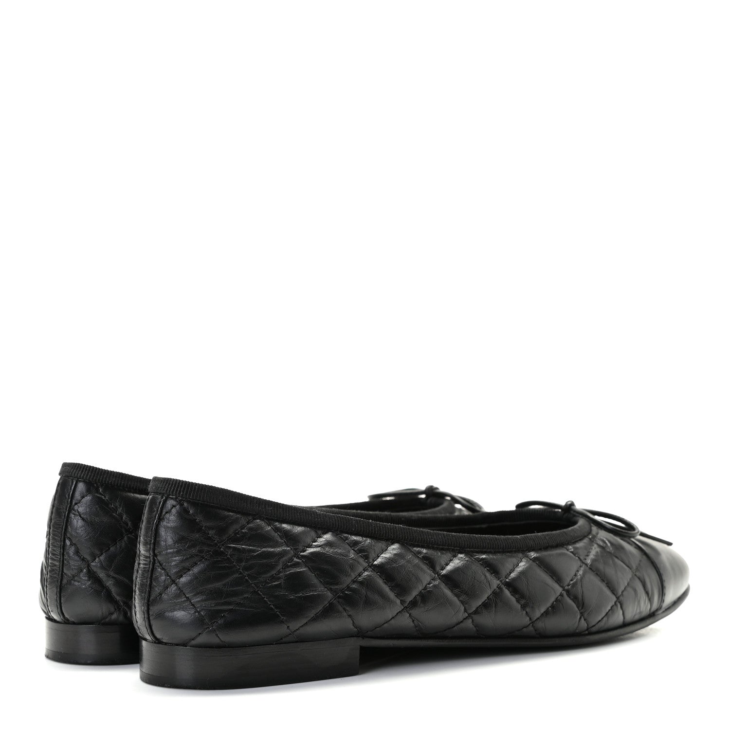 Chanel Aged Calfskin Quilted CC Cap Toe Ballerina Flats 39.5 Black 4 of 13