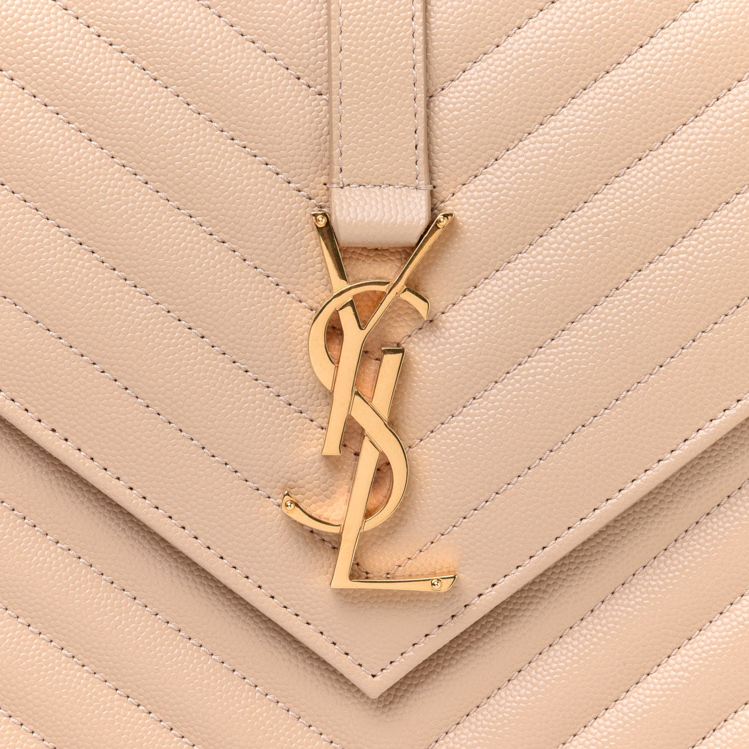 Saint Laurent Grain De Poudre Matelasse Chevron Large Monogram Satchel Nude Powder 9 of 12