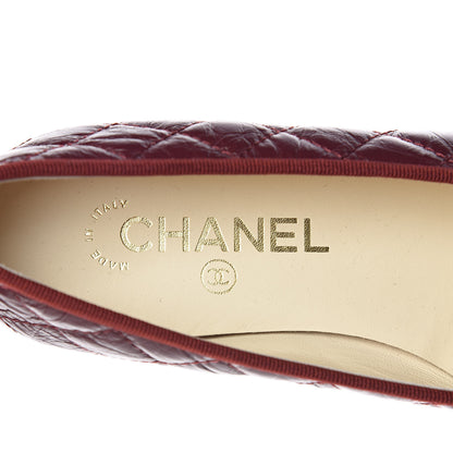 Chanel Tumbled Calfskin Quilted Cap Toe Ballerina Flats 36.5 Burgundy 7 of 9