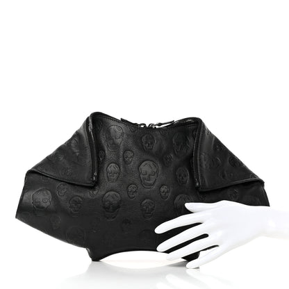 Alexander McQueen Calfskin Skull Embossed De Manta Clutch Black 3 of 10