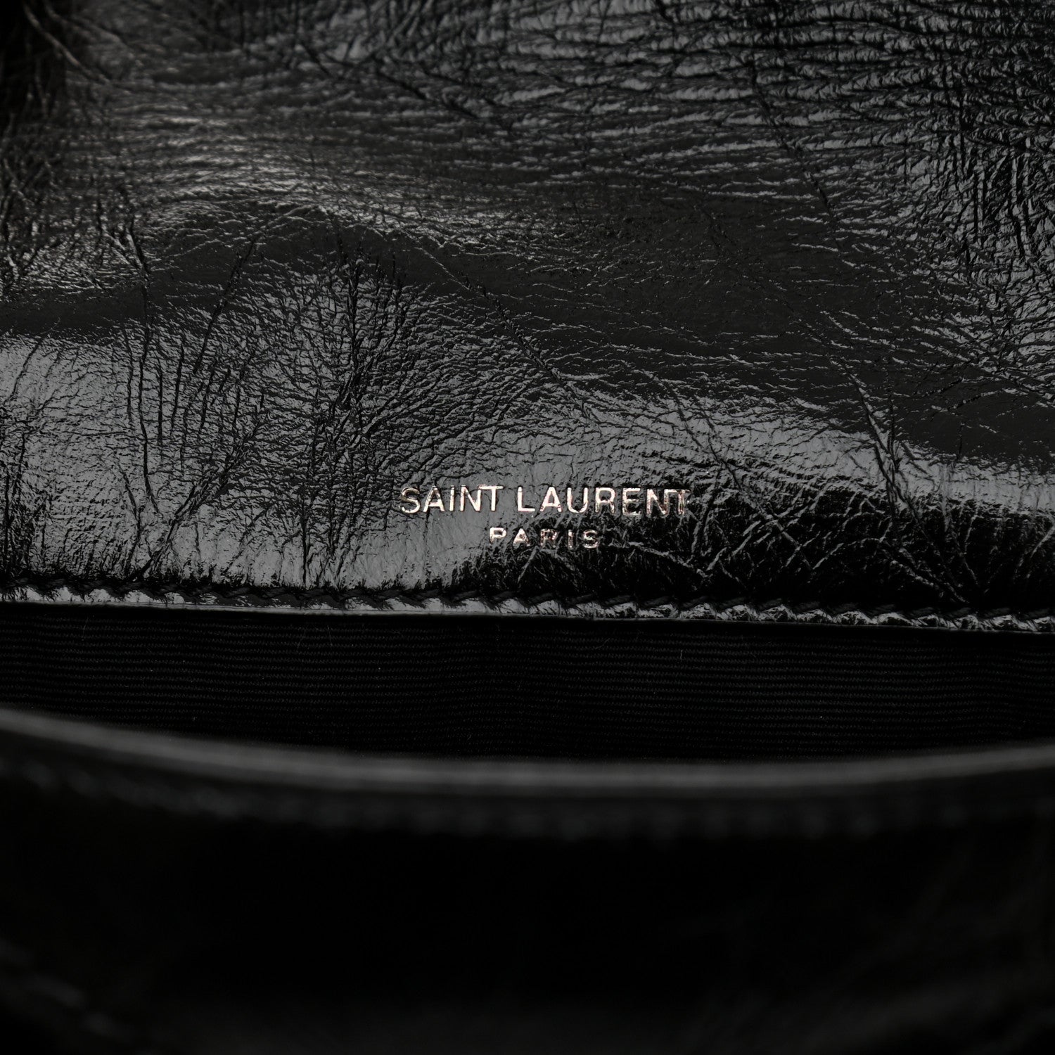 Saint Laurent Crinkled Lambskin Matelasse Monogram Baby Niki Chain Satchel Black 6 of 8