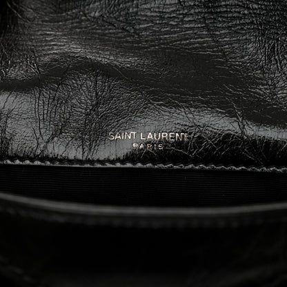 Saint Laurent Crinkled Lambskin Matelasse Monogram Baby Niki Chain Satchel Black 6 of 8