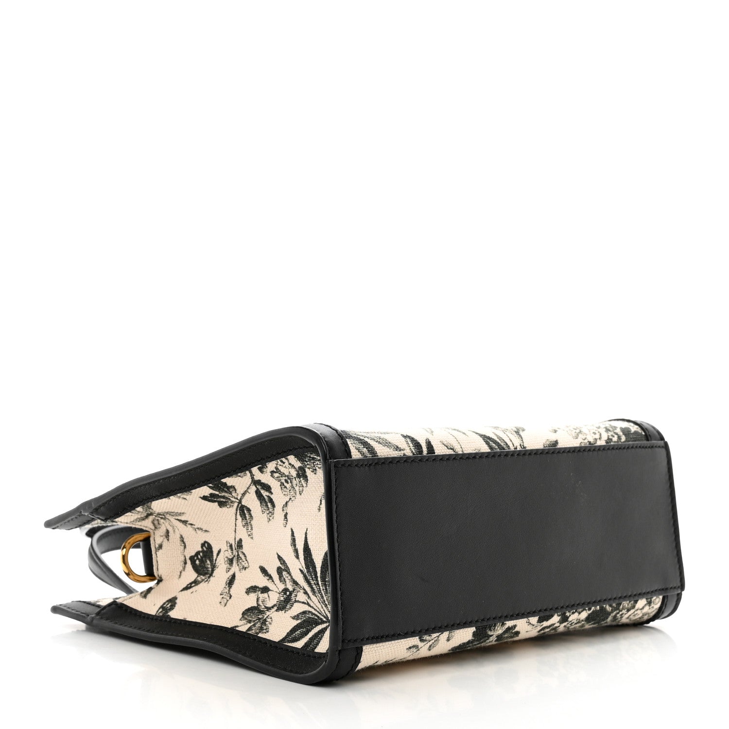 Gucci Canvas Herbarium Print Ribbon Top Handle Bag Black 4 of 10