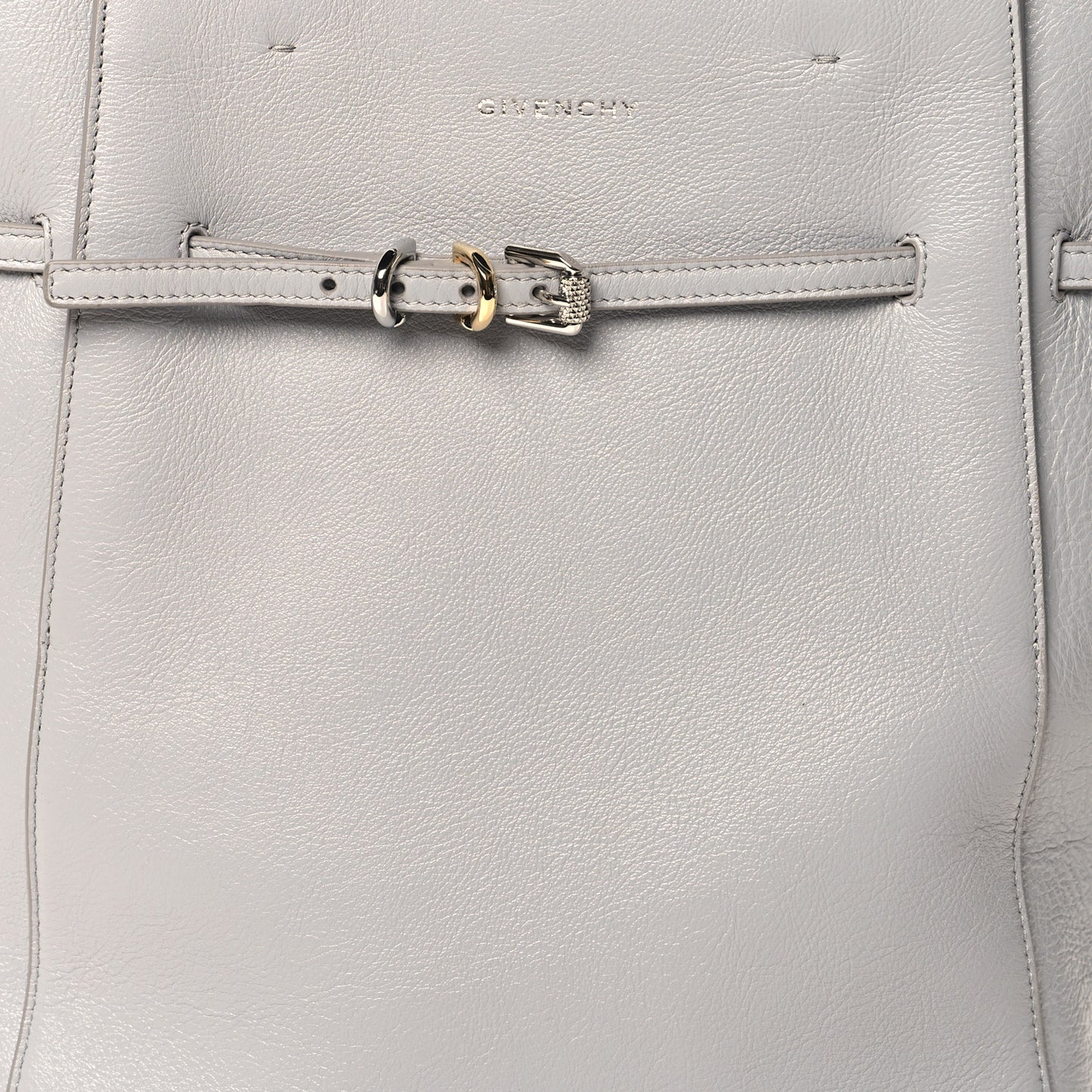 Calfskin Small Voyou Small North South Tote Light Grey