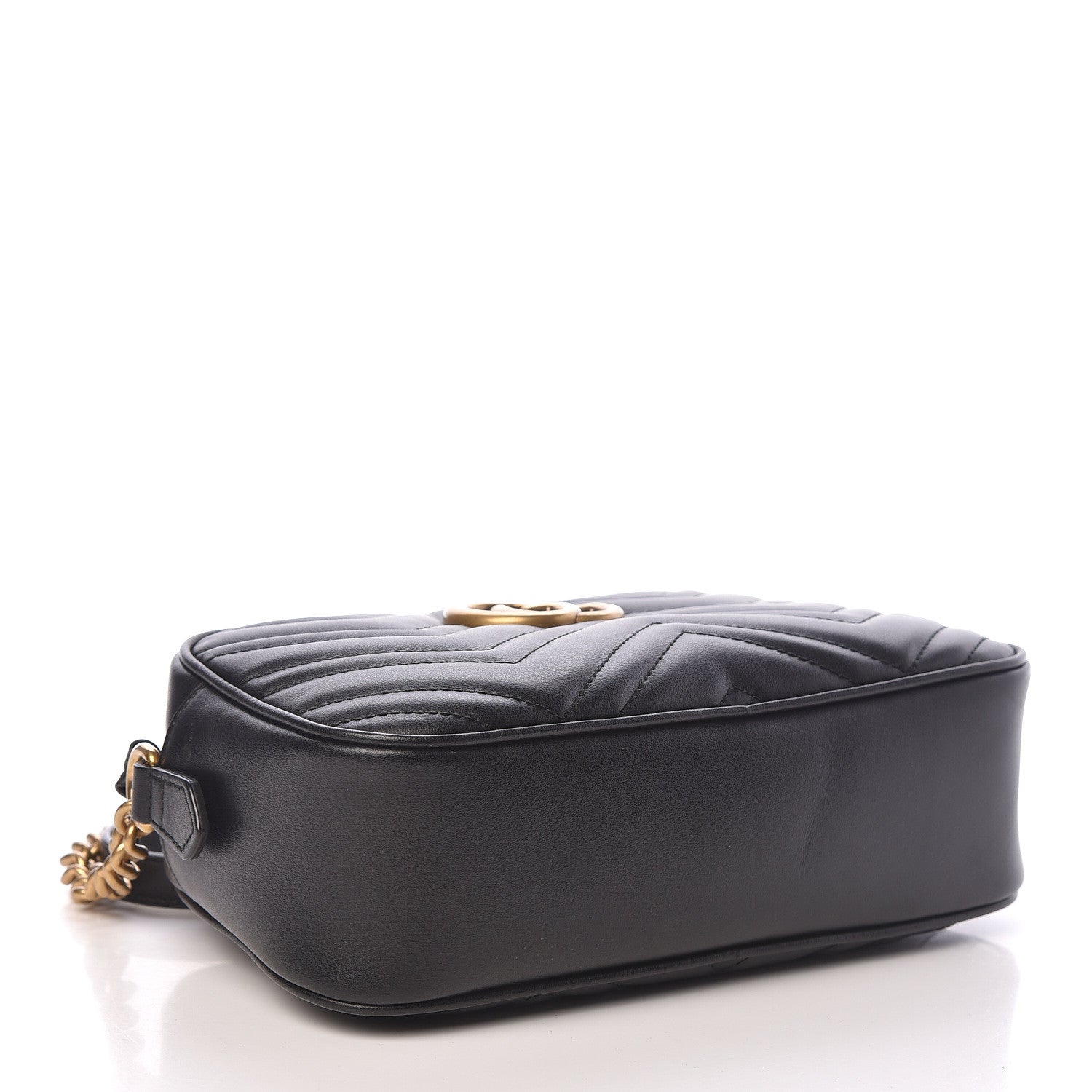 Gucci Calfskin Matelasse Small GG Marmont Chain Shoulder Bag Black 4 of 11