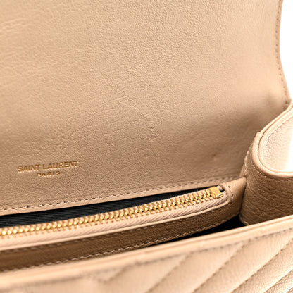 Saint Laurent Sheepskin Matelasse Chevron Monogram Medium College Bag Dark Beige 12 of 12